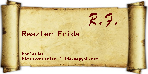 Reszler Frida névjegykártya